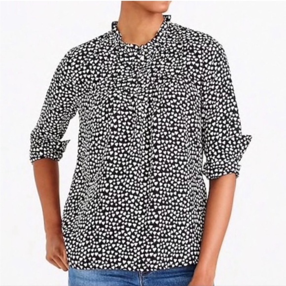 J. Crew Mercantile 12 Black White Heart Top - Picture 6 of 6